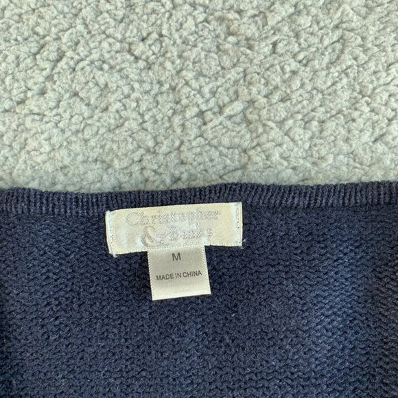 Christopher & Banks Cardigan Sweater Womens Medium Full Zip Pockets V Neck Blue - Picture 3 of 12